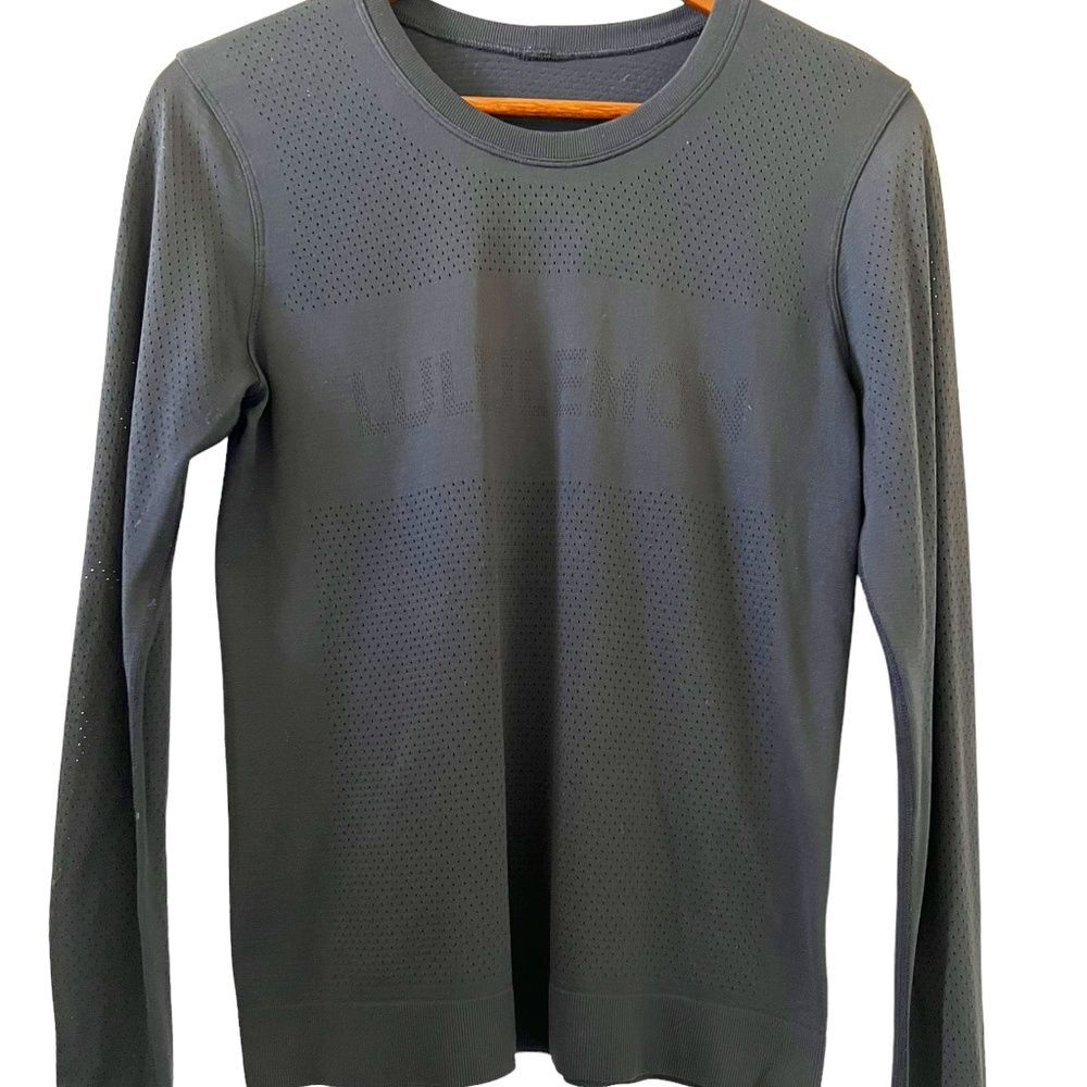 Lululemon Breeze By Long Sleeve Mesh Shirt In Black Size 6